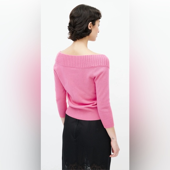 Alexander McQueen Cashmere Off-the-Shoulder Pink Cardigan M - Picture 6 of 15
